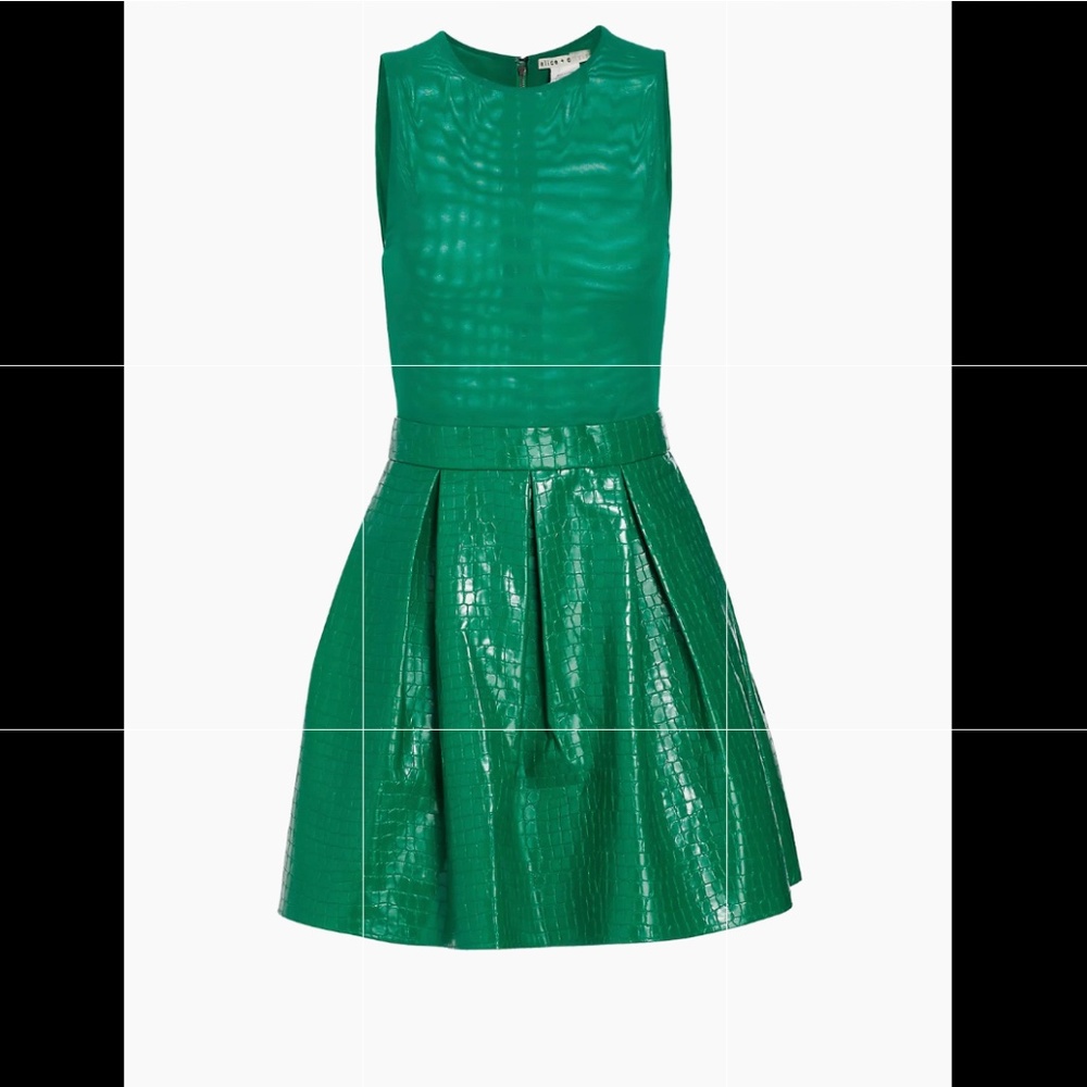 Alice and Olivia EEUC Emerald Croc-Embossed Minidress Bloomingdale’s Exclusive